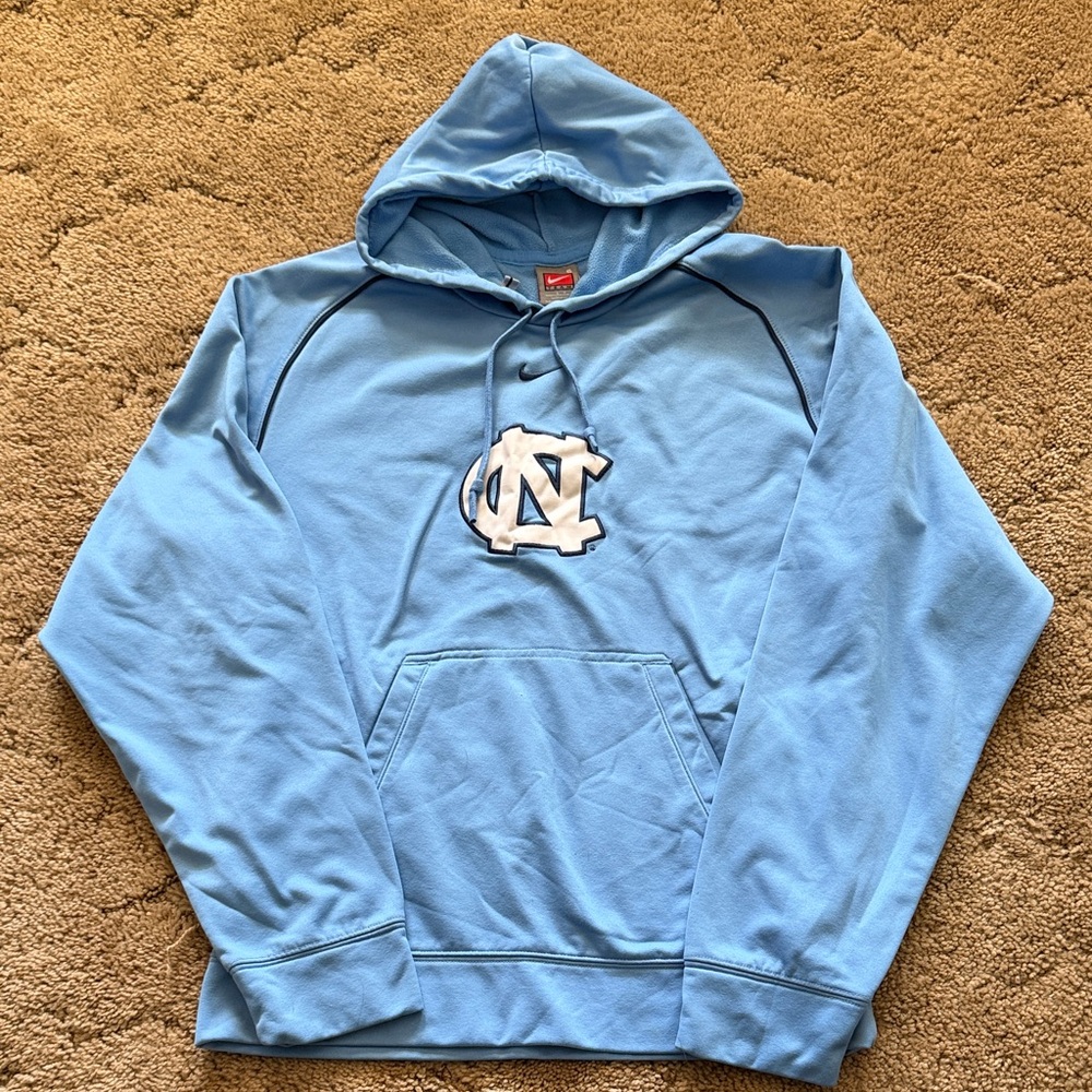Nike Men's Light Blue Hoodie with North Carolina Tarheels Logo